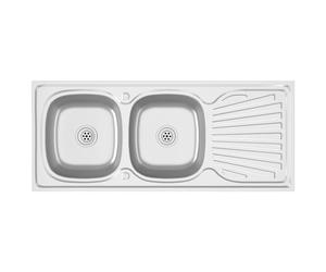 vidaXL Fregadero de Cocina 2 Senos Acero Inoxidable Lavabo Dimensiones 1200 x 500 x 155 mm, 1200 x 600 x 155 mm