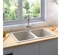 vidaXL Fregadero de cocina Beige 76 x 48 x 30 cm Cuarzo y resina