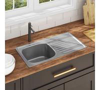 vidaXL Fregadero de cocina con colador y sifón de acero inoxidable
