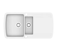vidaXL Fregadero de cocina con dos senos de granito blanco N/A