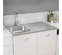 vidaXL Fregadero Escurridor Plateado Acero Inoxidable Lavabo Dimensiones 1000 x 500 x 155 mm, 1000 x 600 x 155 mm