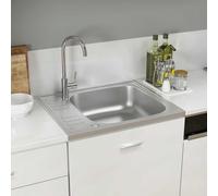 vidaXL Fregadero de cocina con escurridor acero inox 600x500x155 mm