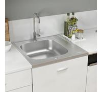 vidaXL Fregadero de cocina con escurridor acero inox 600x600x155 mm