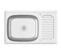 vidaXL Fregadero de cocina con escurridor acero inox 800x500x155 mm