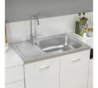vidaXL Fregadero de cocina con escurridor acero inox 800x500x155 mm