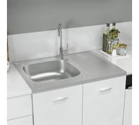 vidaXL Fregadero de cocina con escurridor plateado Acero inoxidable 800x600x155 / 800x500x155 mm