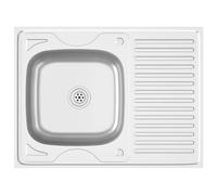 vidaXL Fregadero de cocina con escurridor plateado Acero inoxidable 800x600x155 / 800x500x155 mm