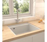 vidaXL Fregadero de cocina con rebosadero granito blanco