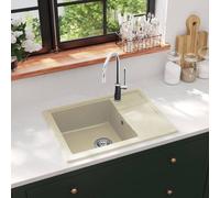 vidaXL Fregadero de cocina con rebosadero ovalado granito beige