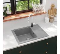 vidaXL Fregadero de cocina con rebosadero ovalado granito gris