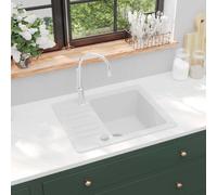 vidaXL Fregadero de cocina con un seno granito blanco