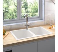 vidaXL Fregadero de cocina Cuarzo y resina 76 x 48 x 30 cm Blanco