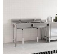 vidaXL: Fregadero de cocina de acero inoxidable con doble cuba