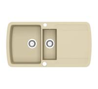 vidaXL Fregadero de cocina de granito doble seno resistente beige