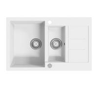 vidaXL Fregadero de cocina de granito con dos senos blanco