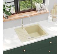 vidaXL Fregadero de cocina de granito con un seno beige