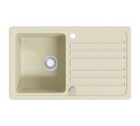 vidaXL Fregadero de cocina de granito con un seno y escurreplatos resistente Beige