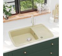 vidaXL Fregadero de cocina de granito con un seno beige