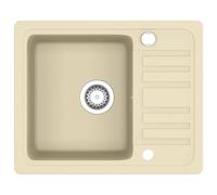 vidaXL Fregadero de cocina de granito con un seno beige N/A