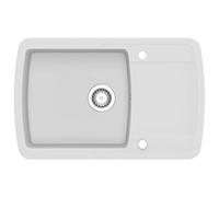 vidaXL Fregadero de cocina de granito con un seno, pileta y escurreplatos, resistente, blanco