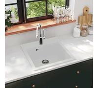vidaXL Fregadero de cocina de granito con un seno blanco