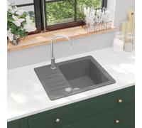 vidaXL Fregadero de cocina de granito con un seno gris