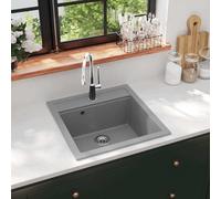 vidaXL Fregadero de cocina 1 seno granito gris