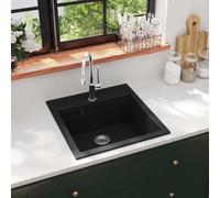 vidaXL Fregadero de cocina de granito con un seno negro