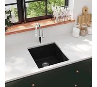 vidaXL Fregadero de cocina de granito con un seno negro