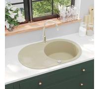 vidaXL Fregadero de cocina de granito con un seno ovalado beige