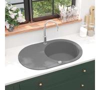 vidaXL Fregadero de cocina de granito con un seno ovalado gris