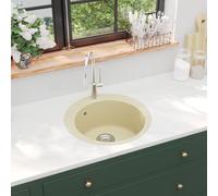 vidaXL Fregadero de cocina de granito con un seno redondo beige