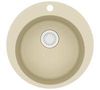 vidaXL Fregadero de cocina de granito con seno redondo y grifos Beige