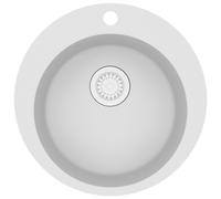 vidaXL Fregadero de cocina de granito con un seno redondo blanco