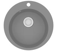 vidaXL Fregadero de cocina 1 seno redondo granito gris con caño para lavaplatos