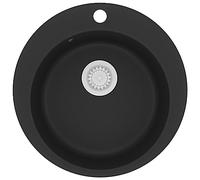 vidaXL Fregadero de cocina de granito con un seno redondo negro