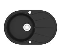 vidaXL Fregadero de cocina de granito de un seno ovalado negro