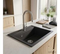 vidaXL Fregadero de cocina de un seno Granito 49 x 51 x 30,5 cm