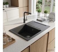 vidaXL Fregadero de cocina de un seno Granito 62 x 50 x 20 cm Grafito