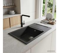 vidaXL Fregadero de cocina de un seno Granito 78 x 50 x 20 cm Grafito