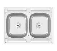 vidaXL Fregadero de cocina doble seno acero inoxidable 800x600x155 mm