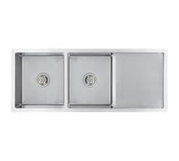 vidaXL Fregadero de cocina hecho a mano doble seno grado alimentario acero inoxidable extraprofundo