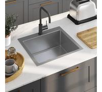 vidaXL Fregadero de cocina hecho a mano acero inoxidable