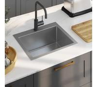 vidaXL Fregadero de cocina hecho a mano acero inoxidable
