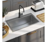 vidaXL Fregadero de cocina hecho a mano acero inoxidable