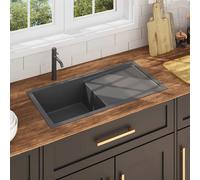 vidaXL Fregadero de cocina hecho a mano acero inoxidable negro