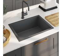 vidaXL Fregadero de cocina hecho a mano acero inoxidable negro