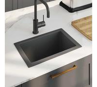 vidaXL Fregadero de cocina hecho a mano acero inoxidable negro