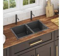 vidaXL Fregadero de cocina hecho a mano acero inoxidable negro