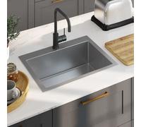 vidaXL Fregadero de cocina hecho a mano de acero inoxidable